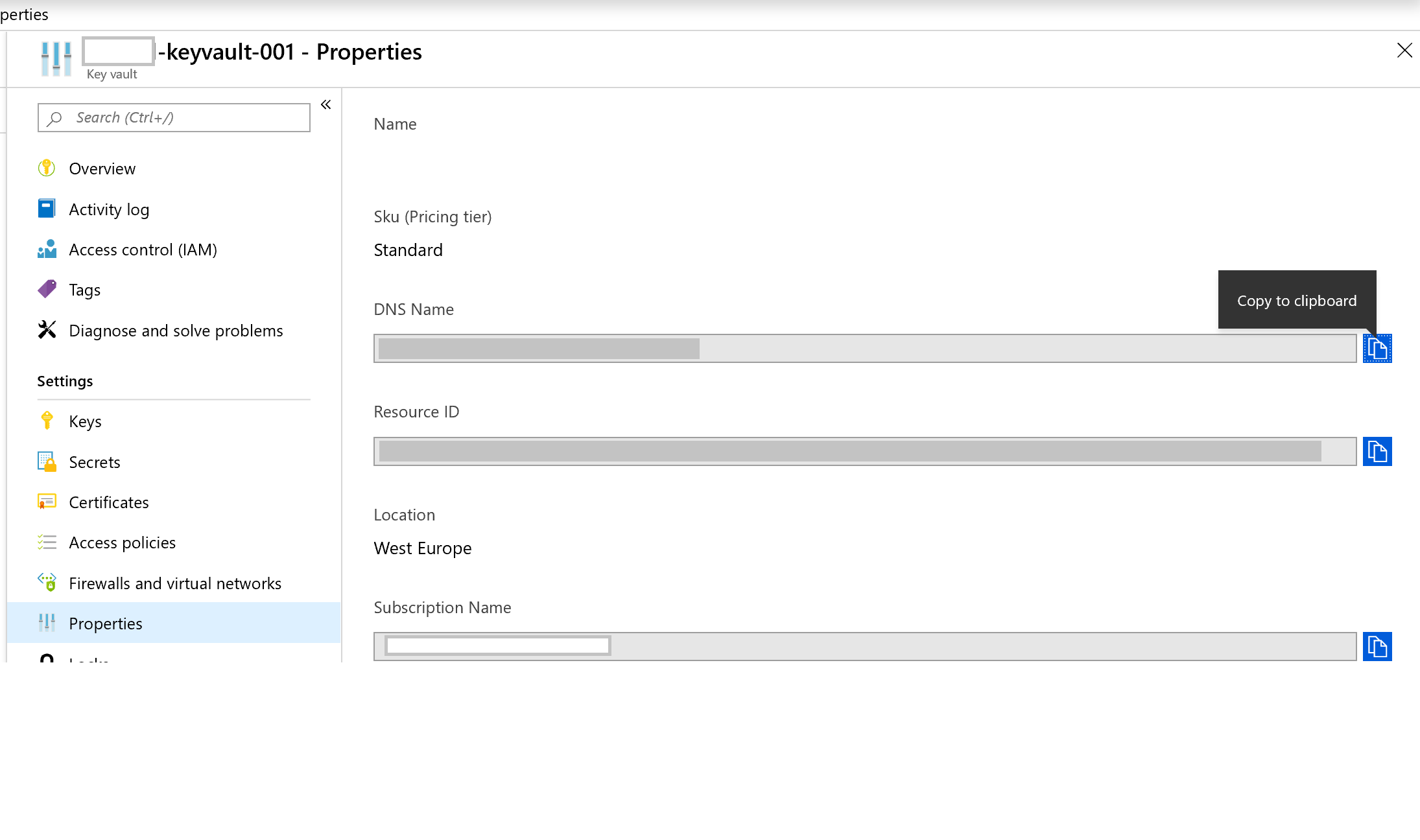 Keyvault resource ID