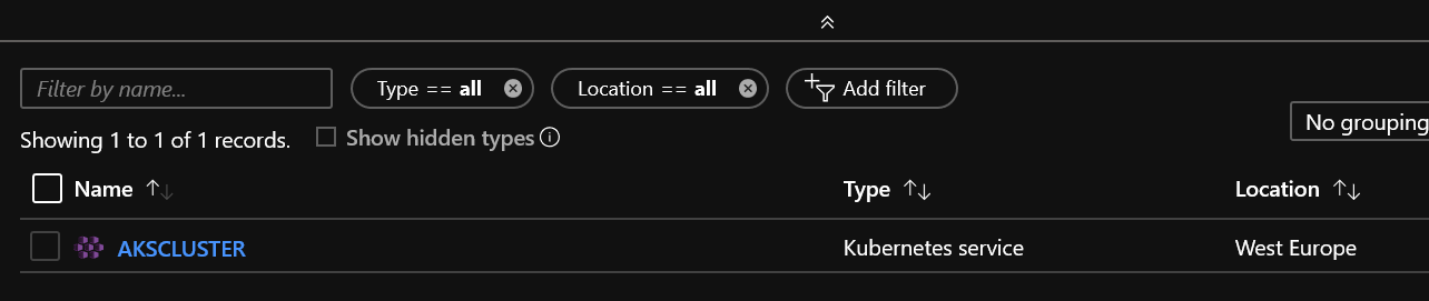 AZ AKS Cluster created