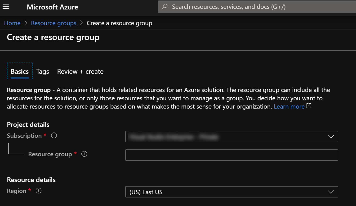 Create Resource Group