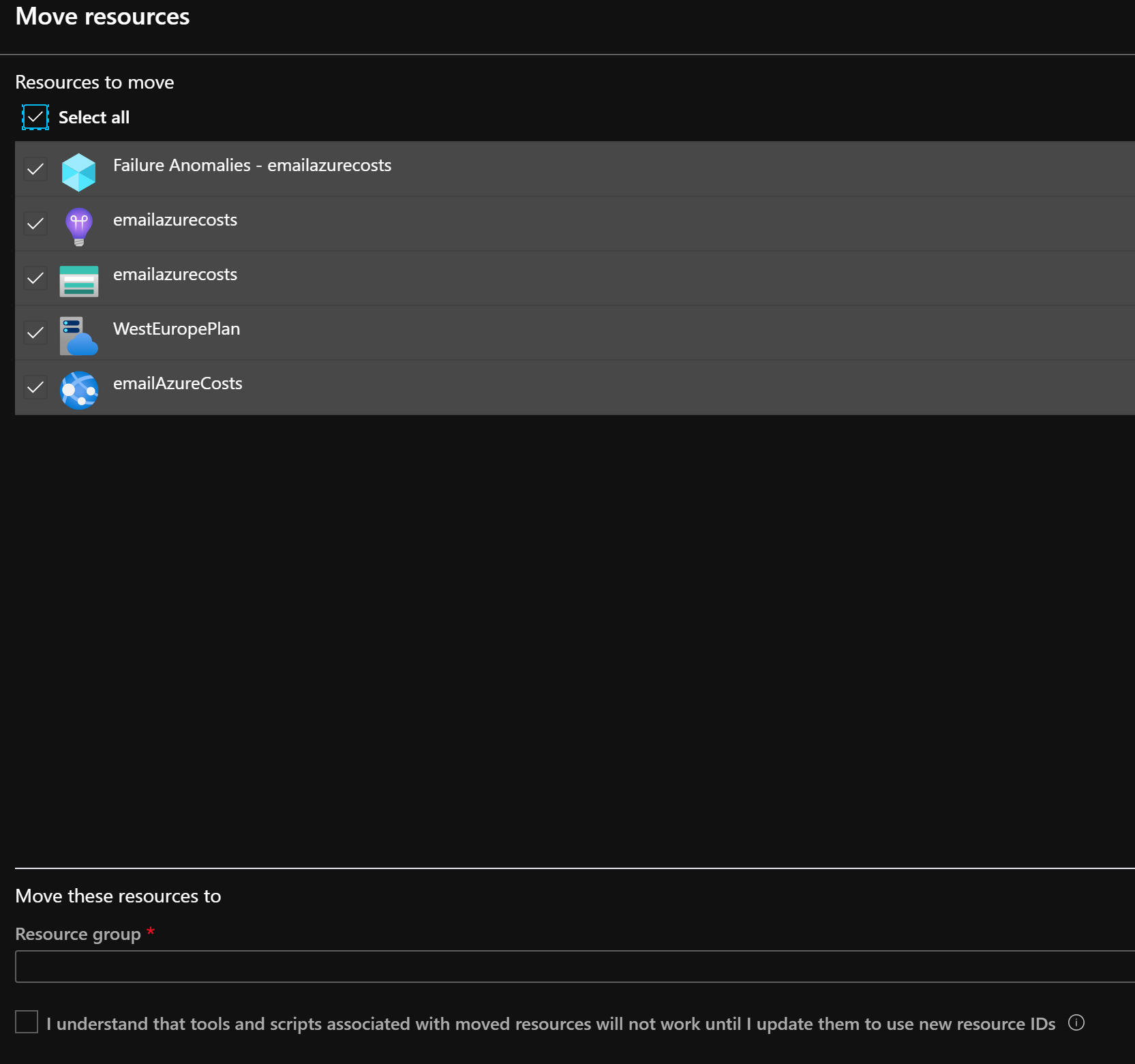 Move resources resource group 3